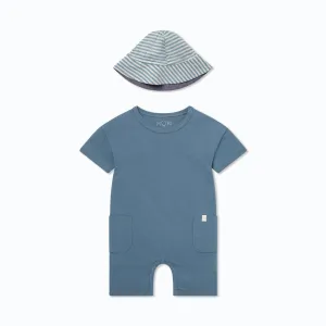 Organic Cotton Oversized Romper & Sun Hat Set