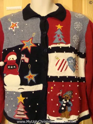 Patriotic Flag Stars Stripes Cheap Christmas Sweater