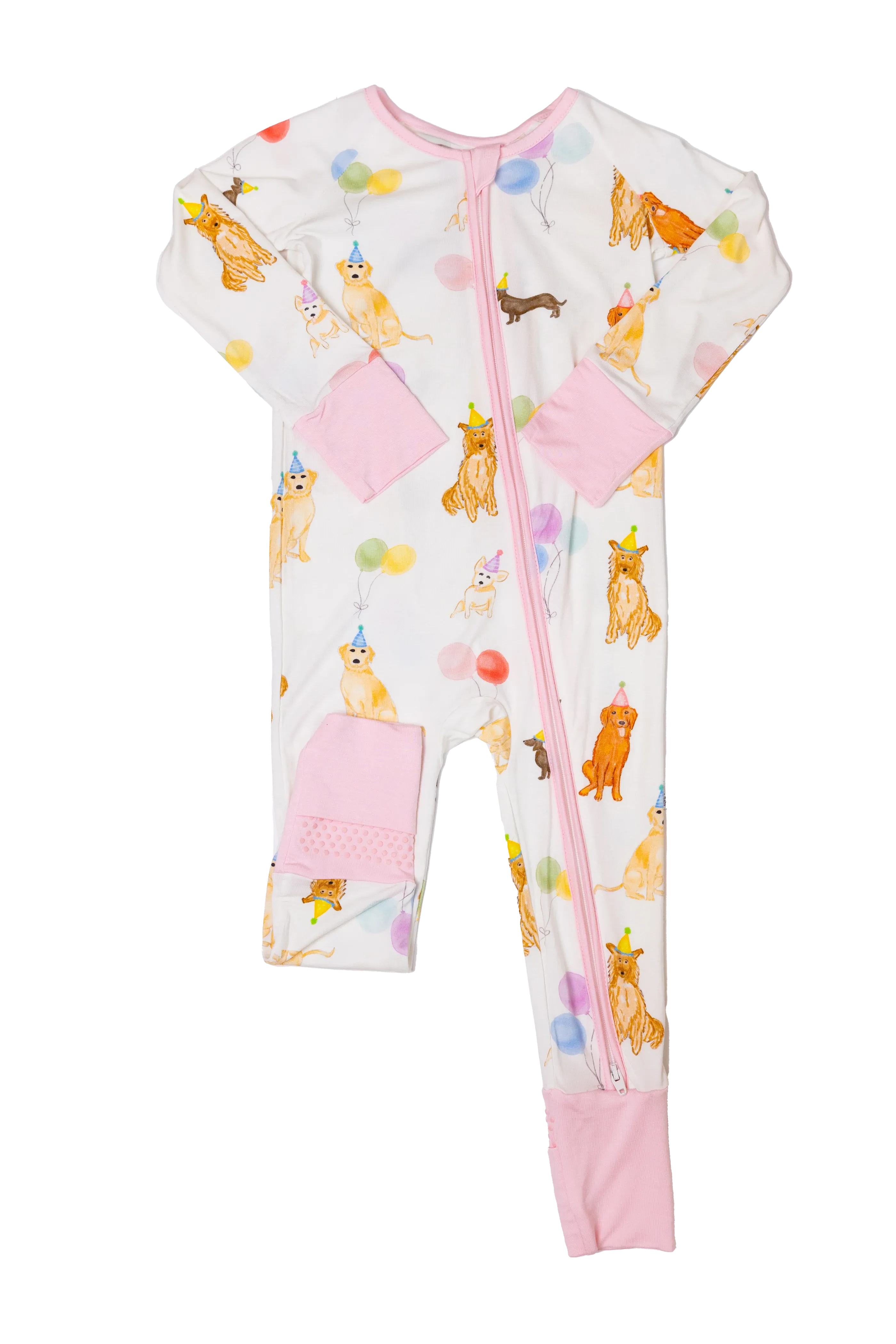 Pink Sleep Romper - Dog Party