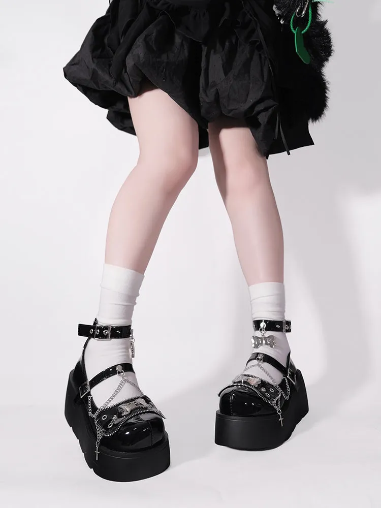 Platform Rivet Punk Bone Millennium Shoes