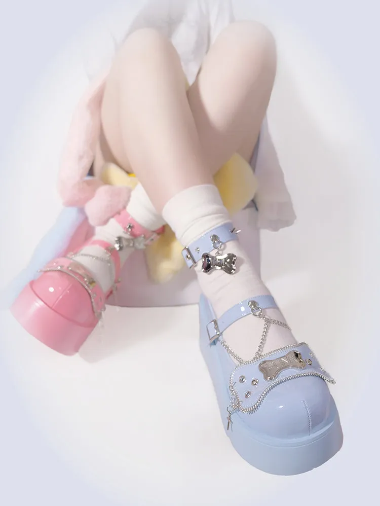Platform Rivet Punk Bone Millennium Shoes