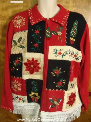 Poinsettias and Xmas Decorations Ugly Xmas Sweater