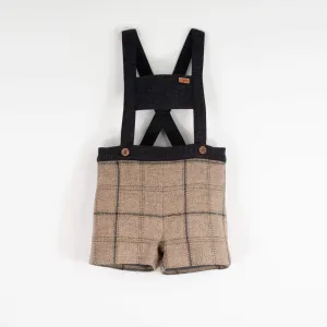 Popelin Beige Plaid Woollen Short Romper Suit (Mod 6.1)