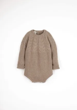 Popelin Beige Textured Knit Romper Suit (Mod 11.1)