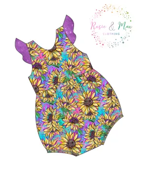 PREORDER - Seasonal Prints - Summer Sunflowers - Bubble Romper