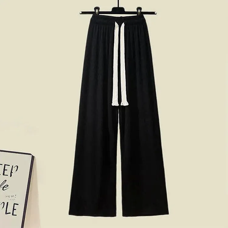 Preppy Letter Hooded Sweater Casual Pants Two Piece Set