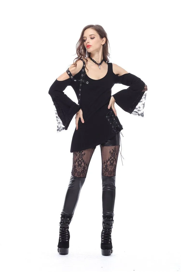 Punk asymmetric corn off-shoulder T-shirt TW107