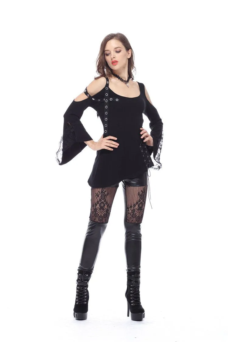 Punk asymmetric corn off-shoulder T-shirt TW107