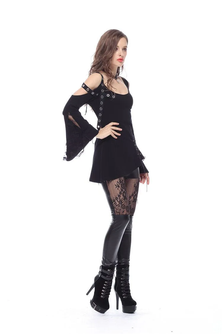 Punk asymmetric corn off-shoulder T-shirt TW107
