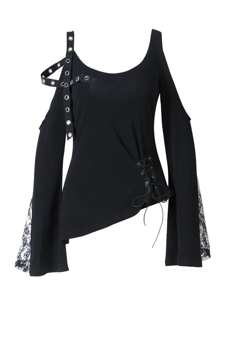 Punk asymmetric corn off-shoulder T-shirt TW107