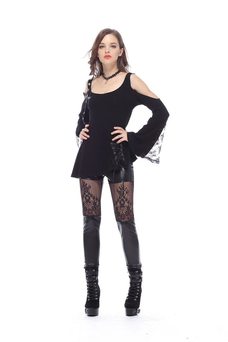 Punk asymmetric corn off-shoulder T-shirt TW107