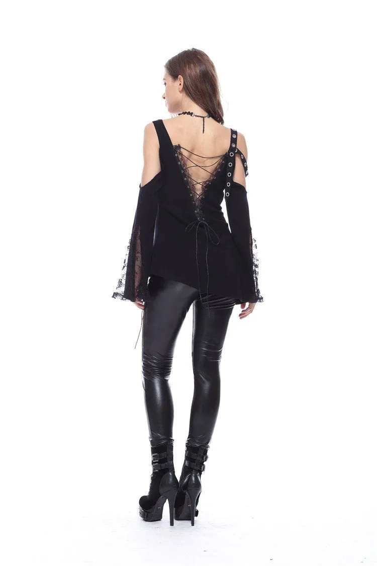 Punk asymmetric corn off-shoulder T-shirt TW107
