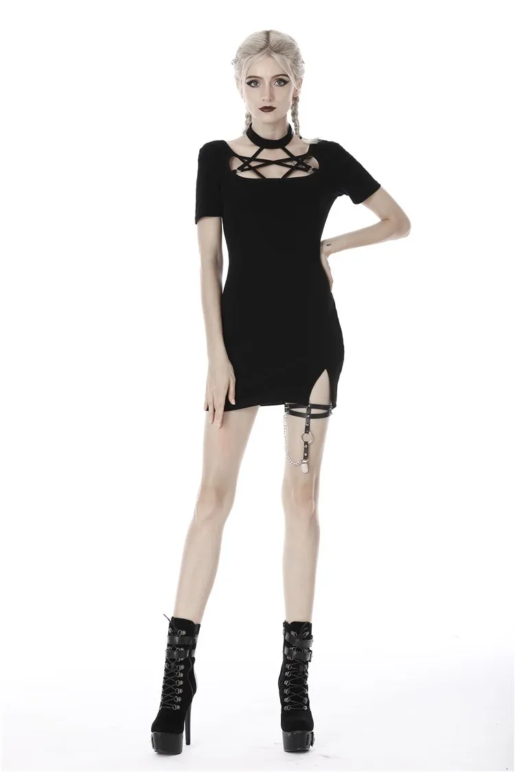 Punk bandage chest tight dress DW406
