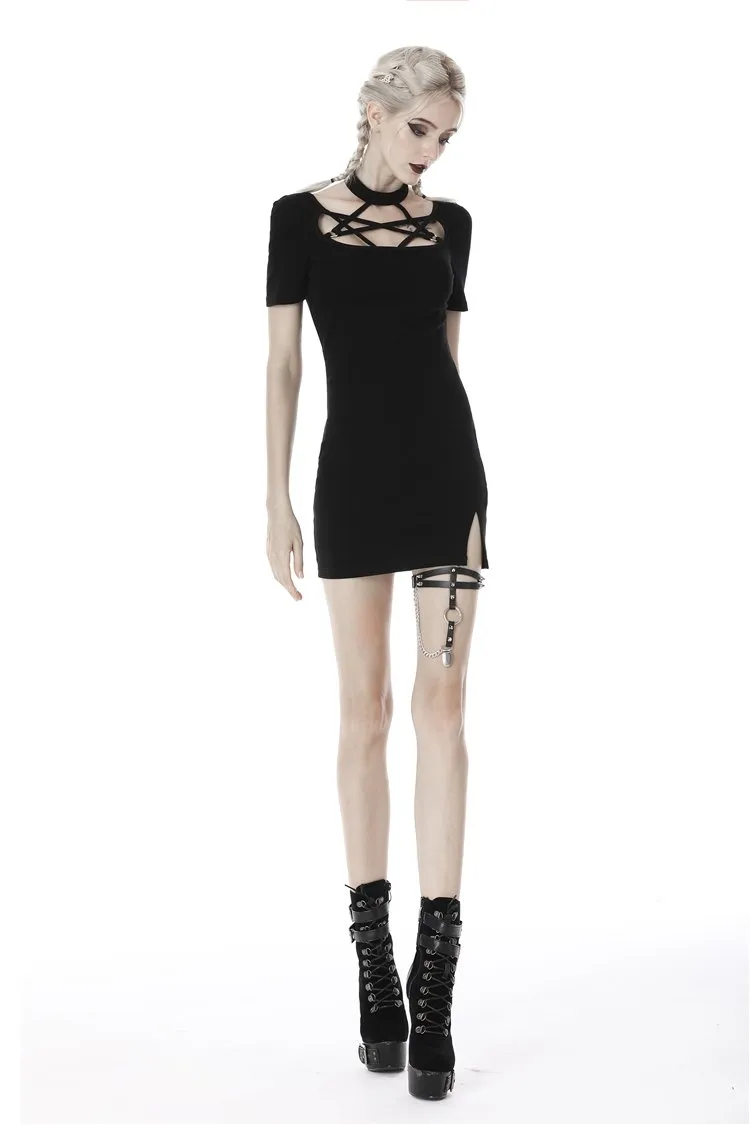 Punk bandage chest tight dress DW406
