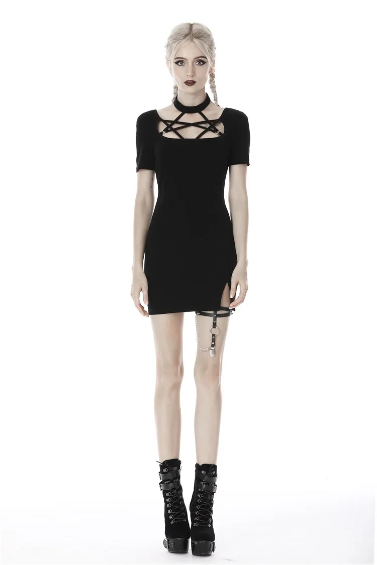 Punk bandage chest tight dress DW406