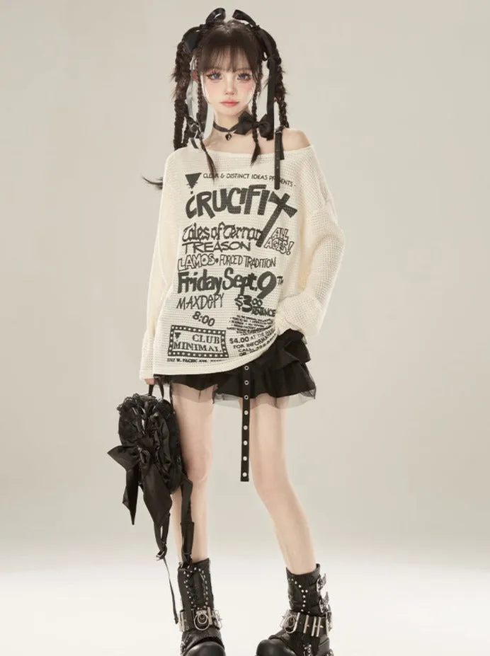 Punk Black Skirt Mesh