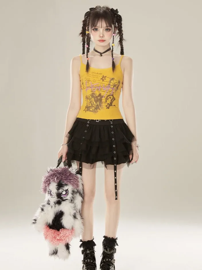 Punk Black Skirt Mesh