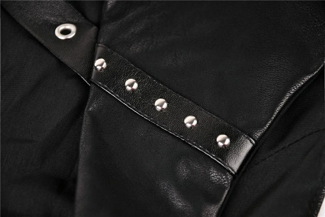 Punk chiffon irregular hem underbust sleeveless jacket JW212