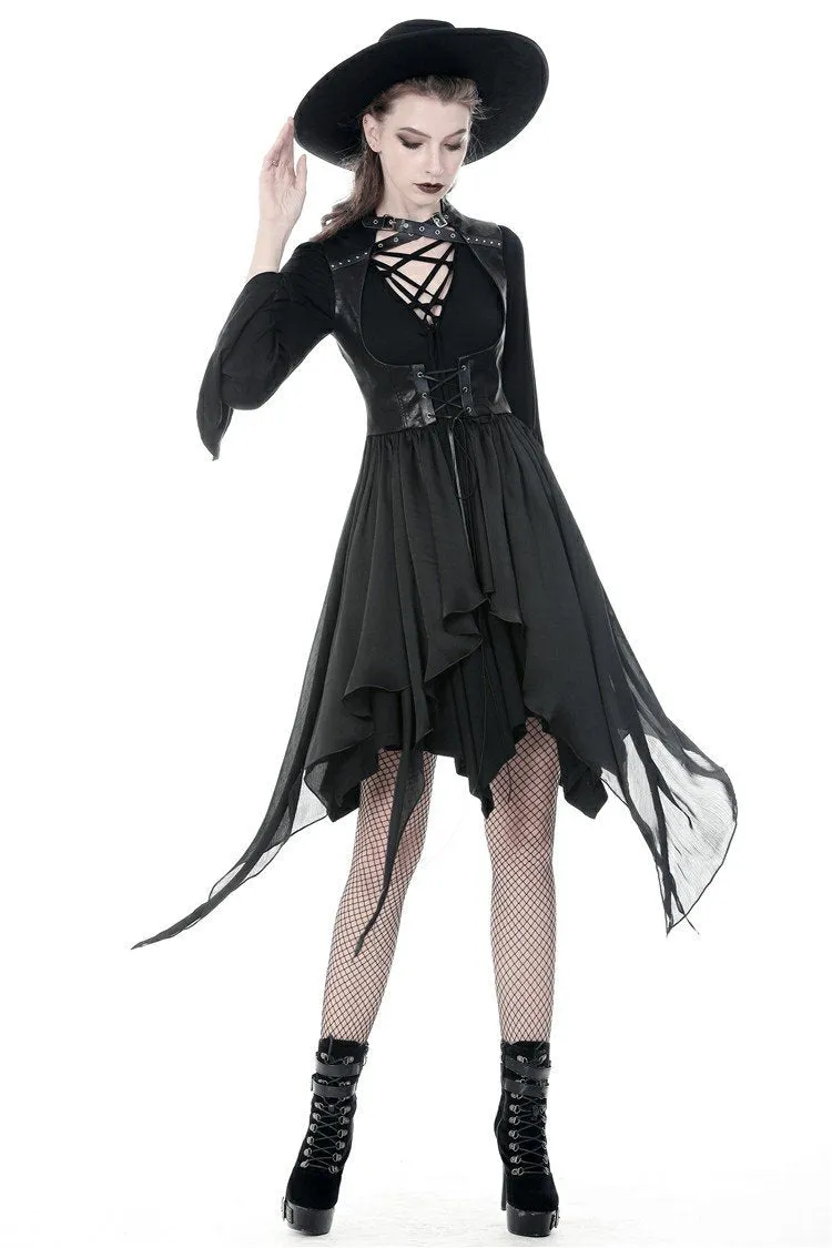 Punk chiffon irregular hem underbust sleeveless jacket JW212