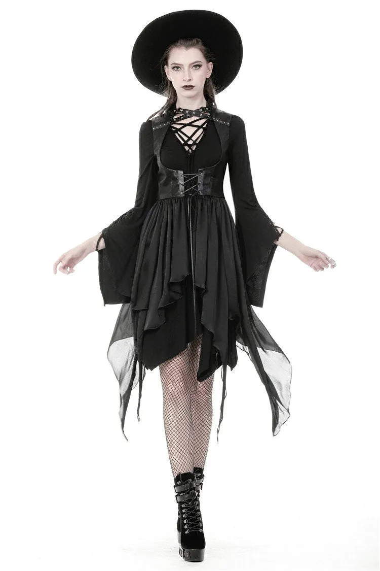 Punk chiffon irregular hem underbust sleeveless jacket JW212