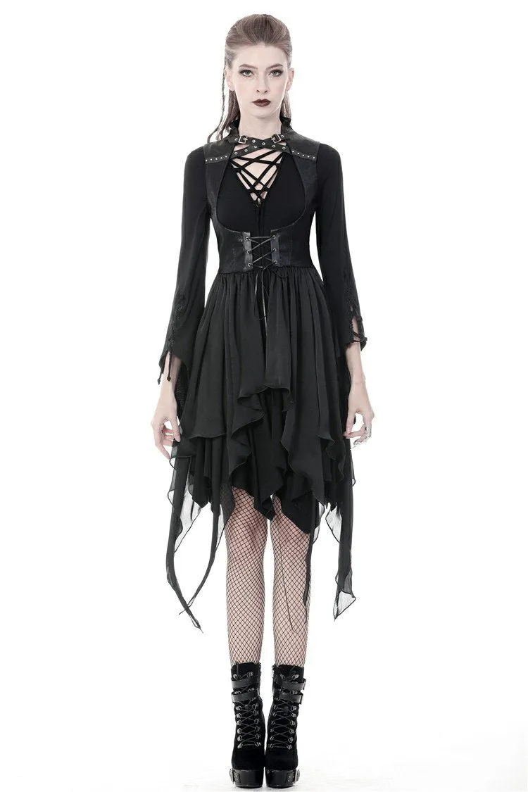 Punk chiffon irregular hem underbust sleeveless jacket JW212