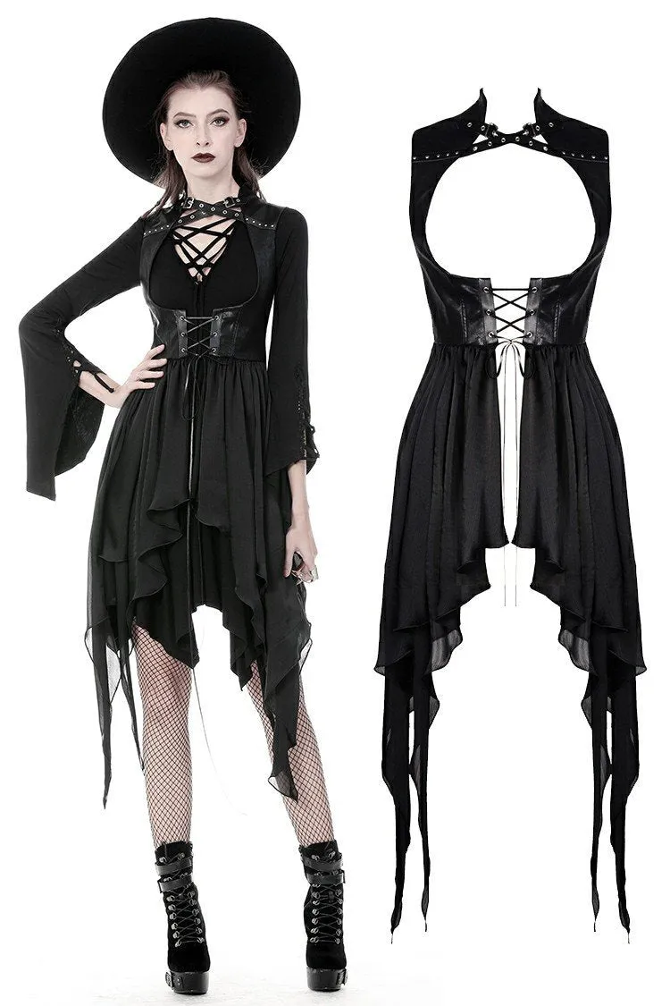 Punk chiffon irregular hem underbust sleeveless jacket JW212