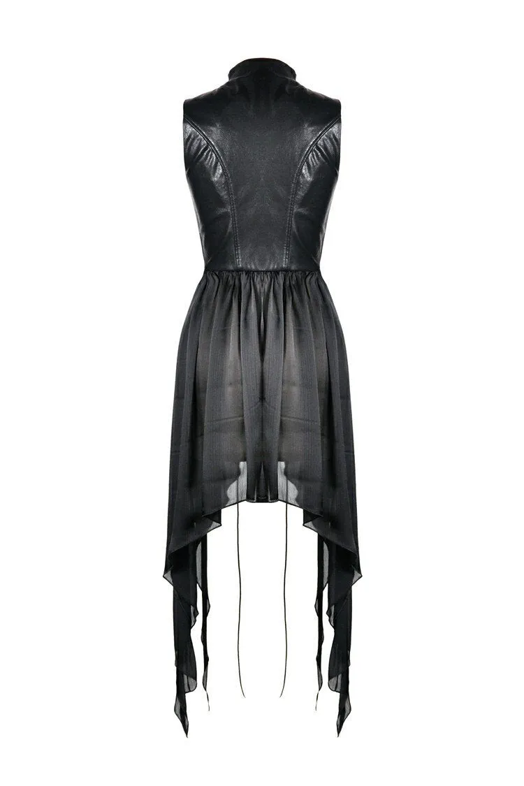 Punk chiffon irregular hem underbust sleeveless jacket JW212