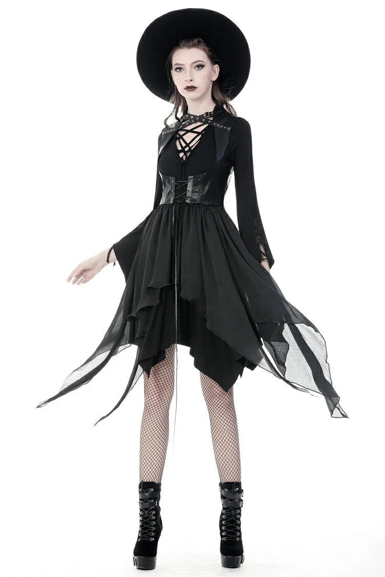 Punk chiffon irregular hem underbust sleeveless jacket JW212