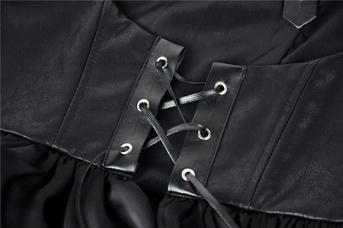 Punk chiffon irregular hem underbust sleeveless jacket JW212