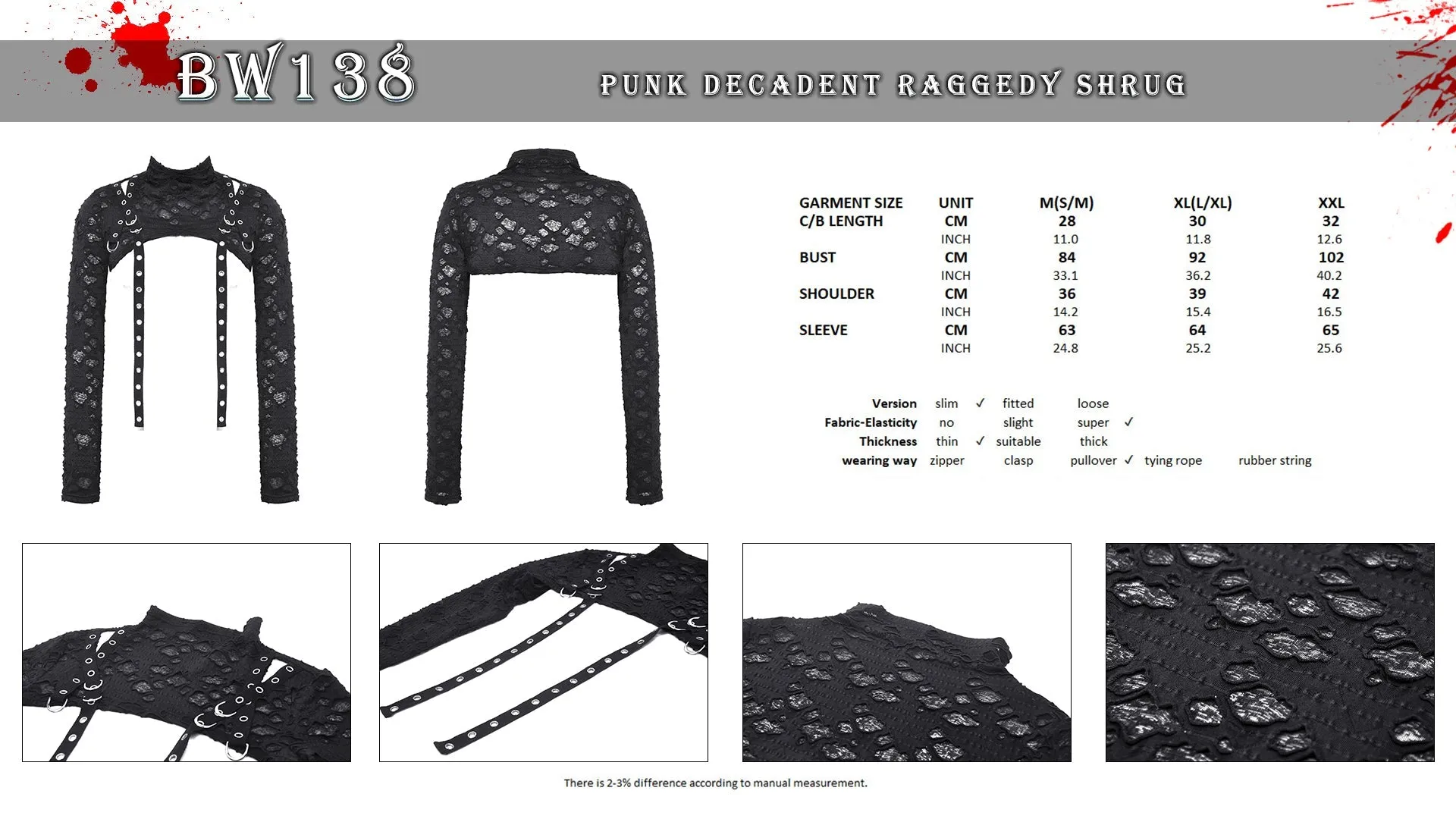 Punk decadent raggedy shrug BW138