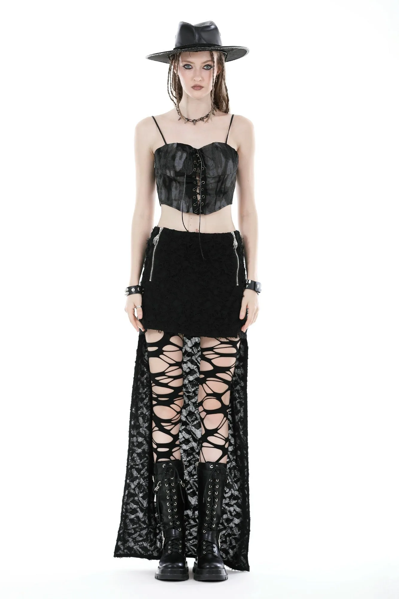 Punk devil hands high low skirt KW312
