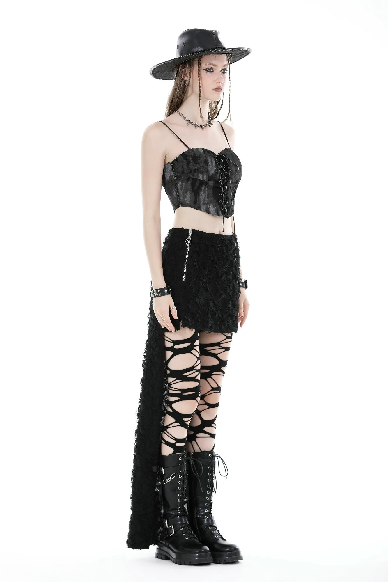Punk devil hands high low skirt KW312
