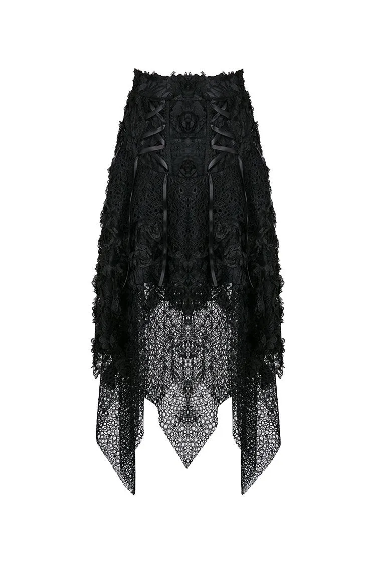 Punk disorderly flower and mesh skirt with irregular hem KW126