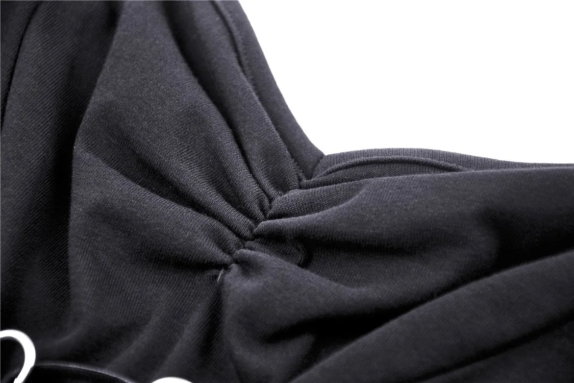 Punk hollow chest lace up short sleeves T-shirt TW270