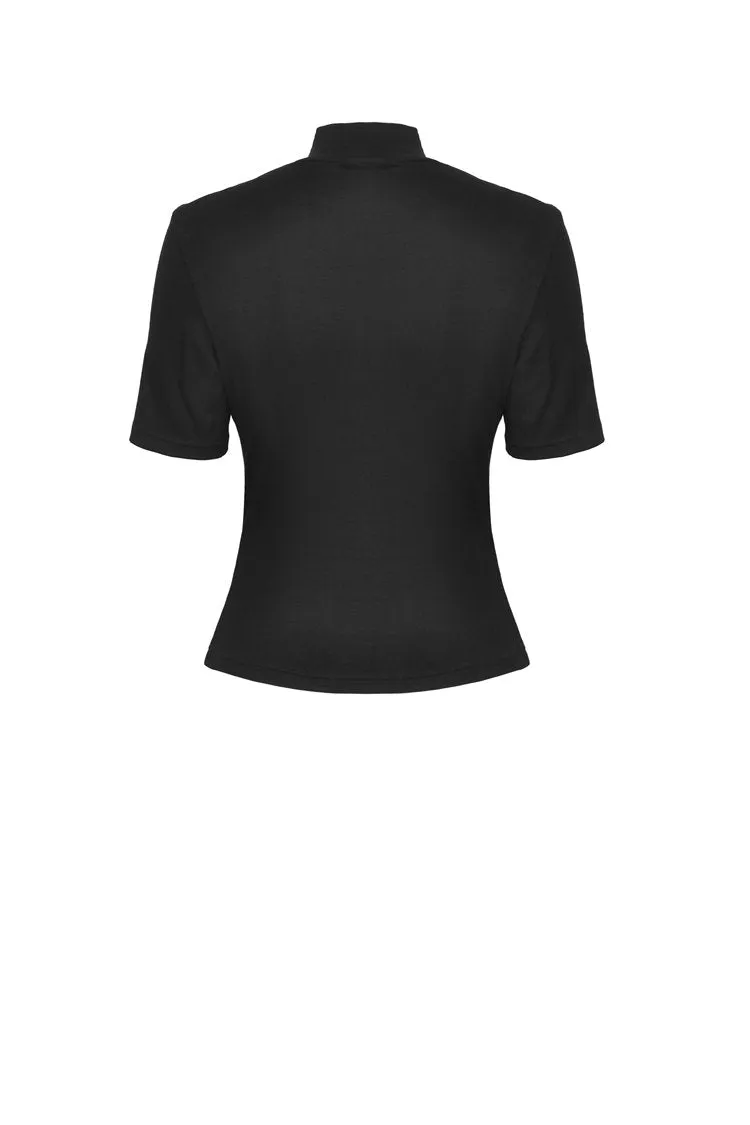 Punk hollow chest lace up short sleeves T-shirt TW270
