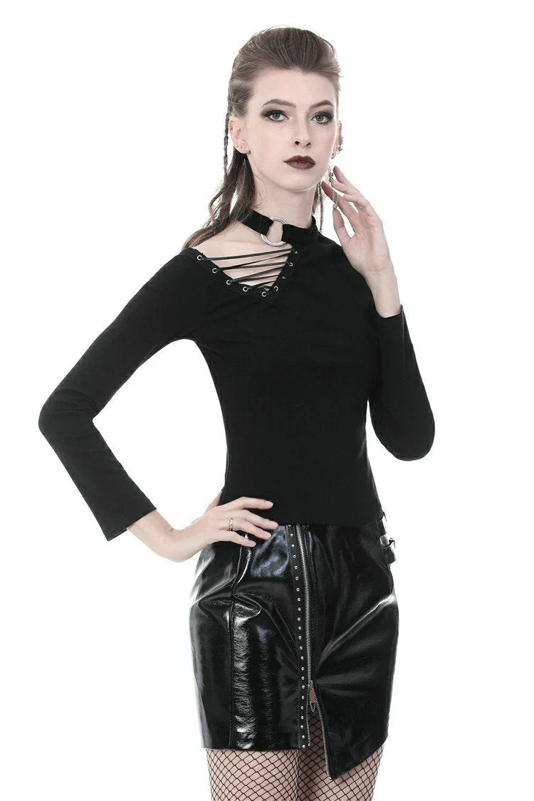 Punk hollow one shoulder sexy T-shirt TW240
