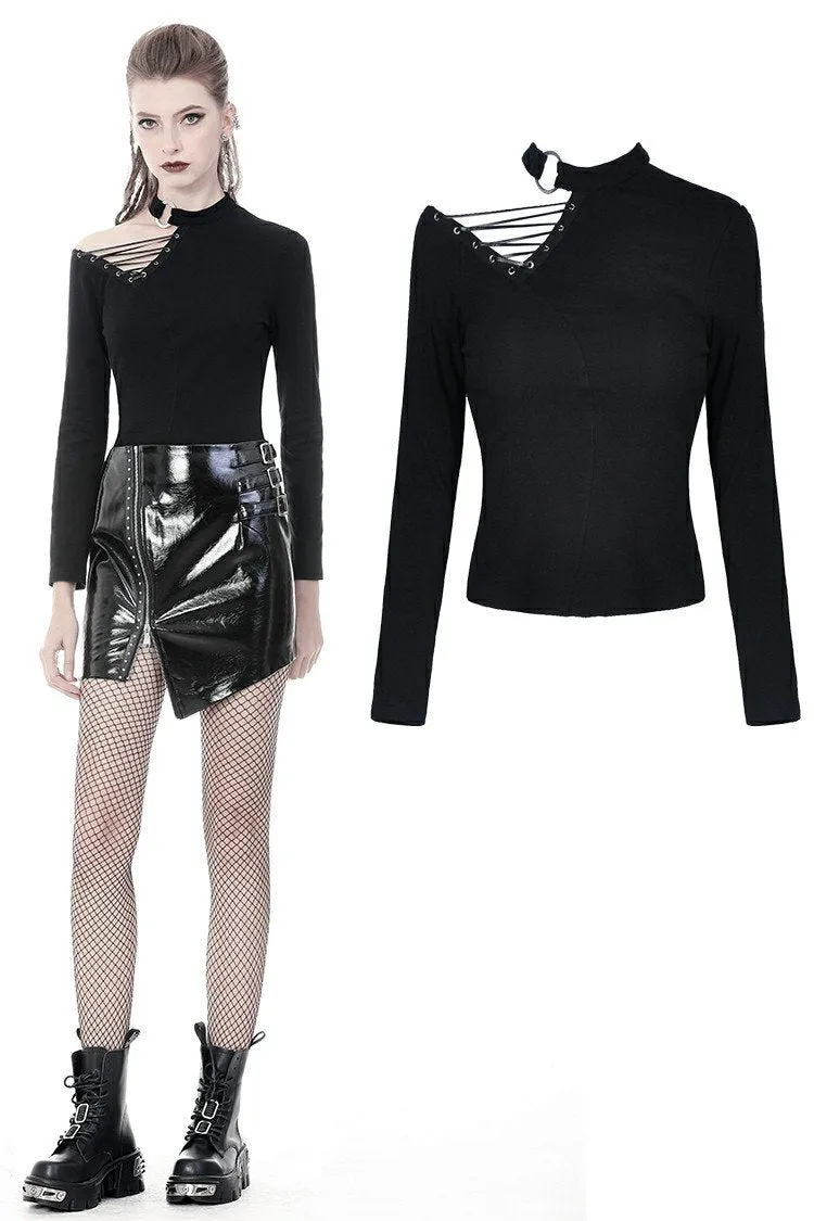 Punk hollow one shoulder sexy T-shirt TW240