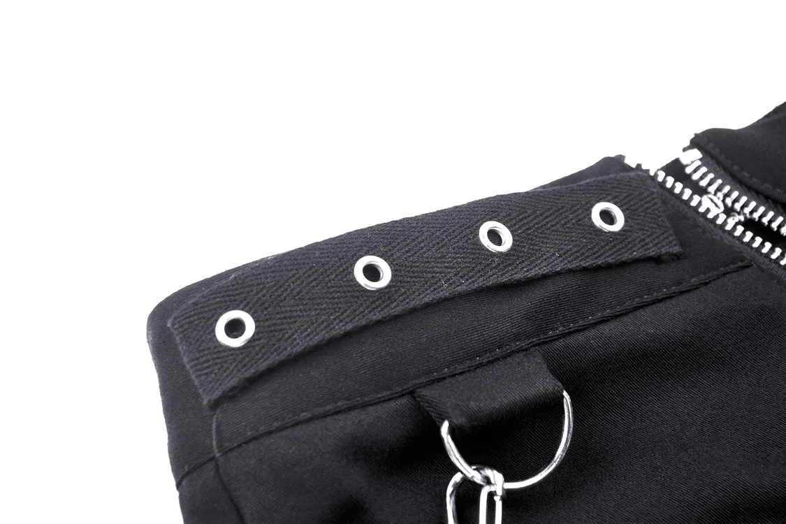 Punk irregular shorts with side bag PW107