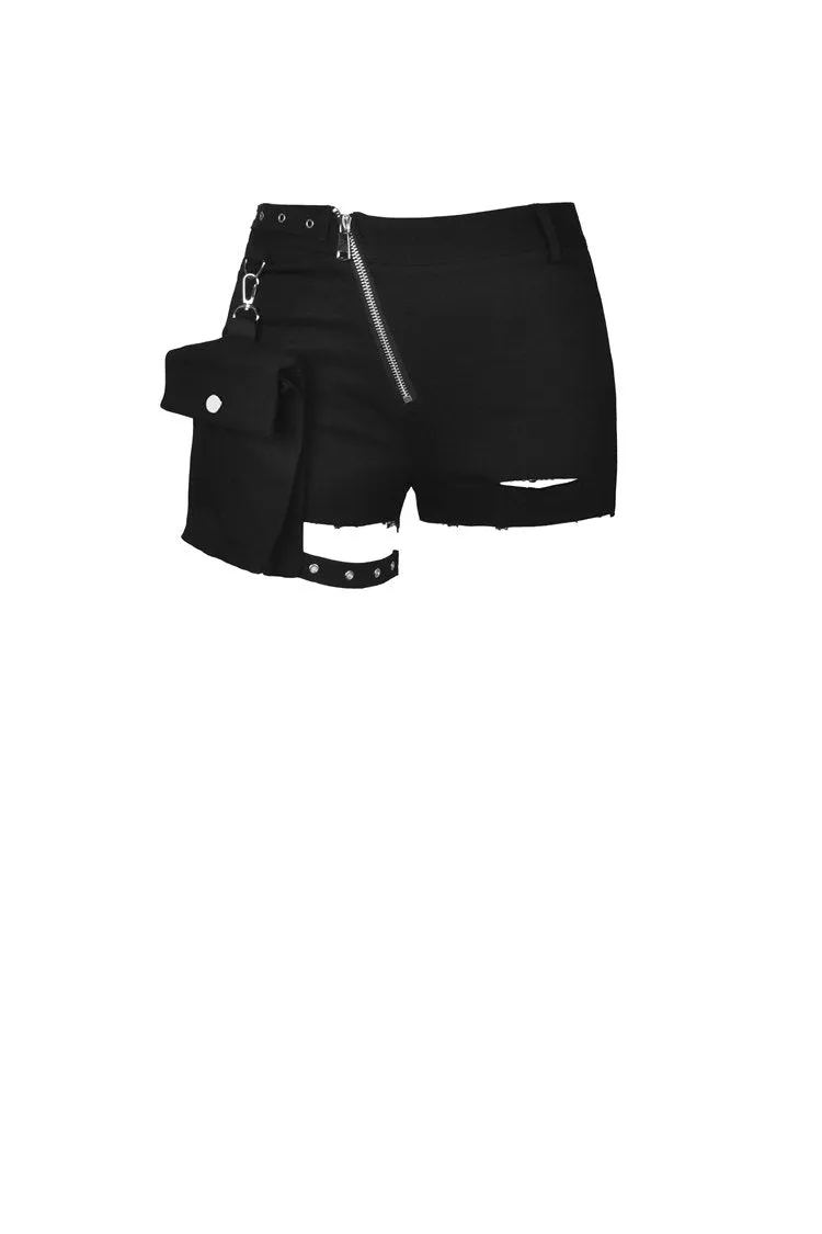 Punk irregular shorts with side bag PW107