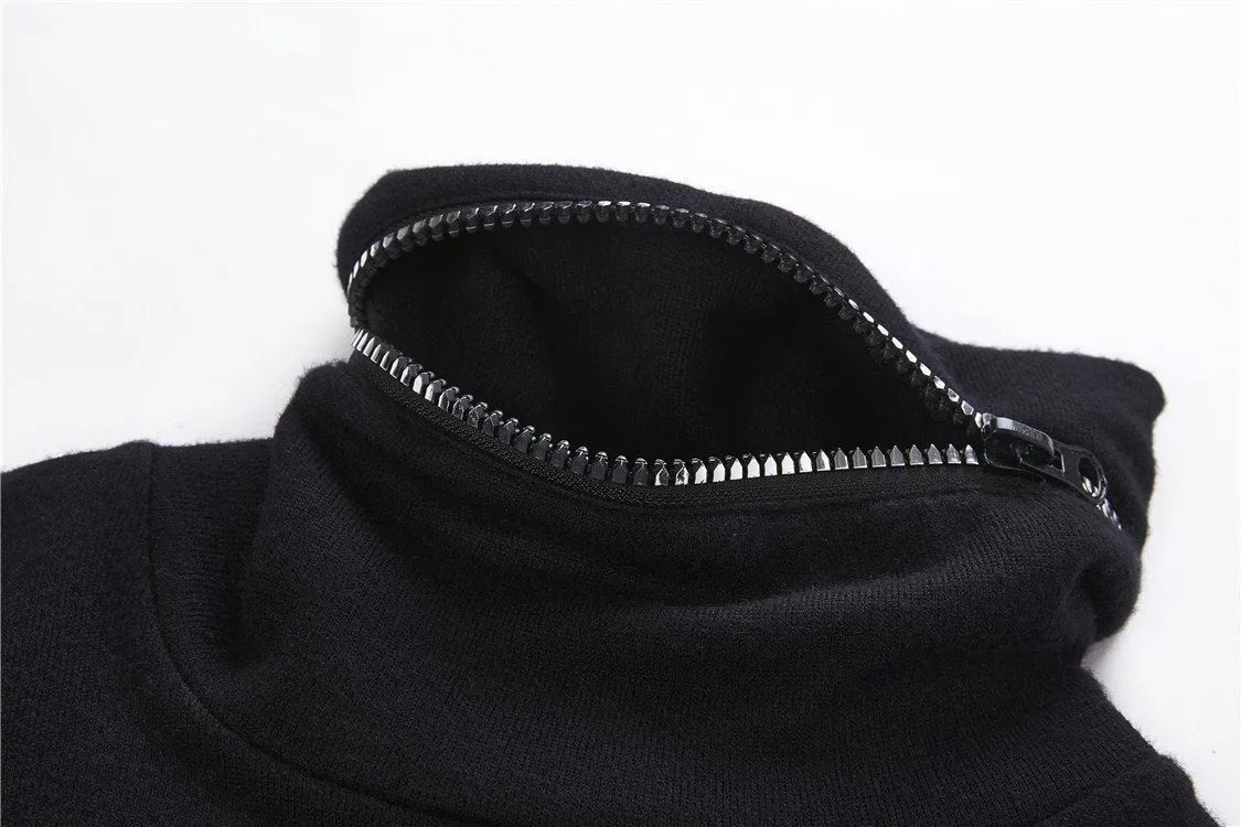 Punk lace-up shoulder vampire collar T-shirt TW178