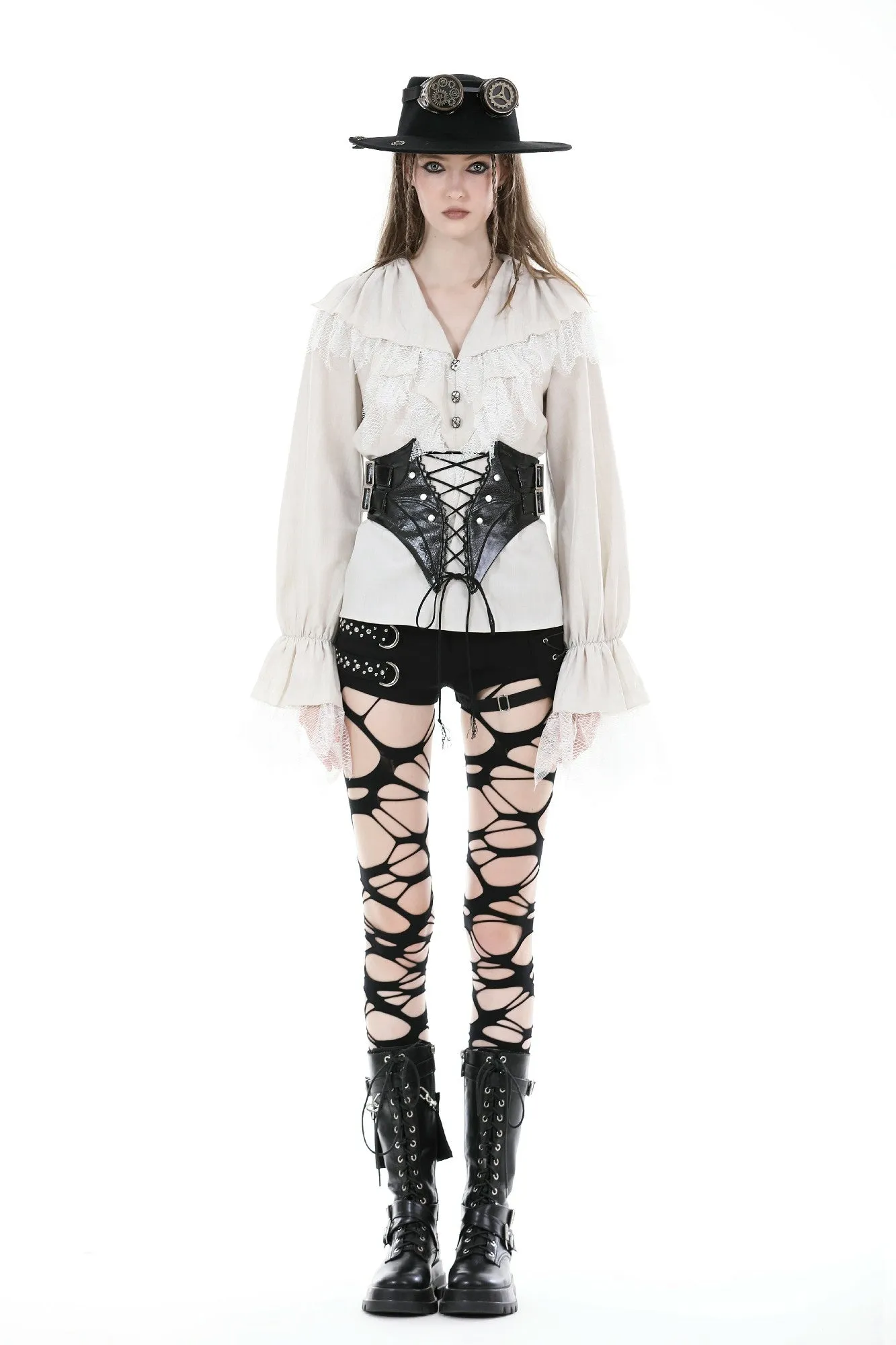 Punk locomotive shiny PU corset CW060