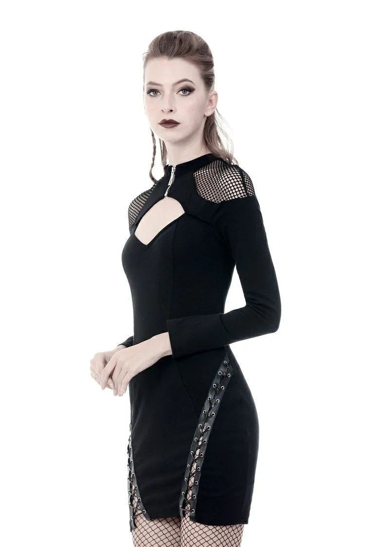 Punk mermaid sexy lace up thigh pencil dress DW353