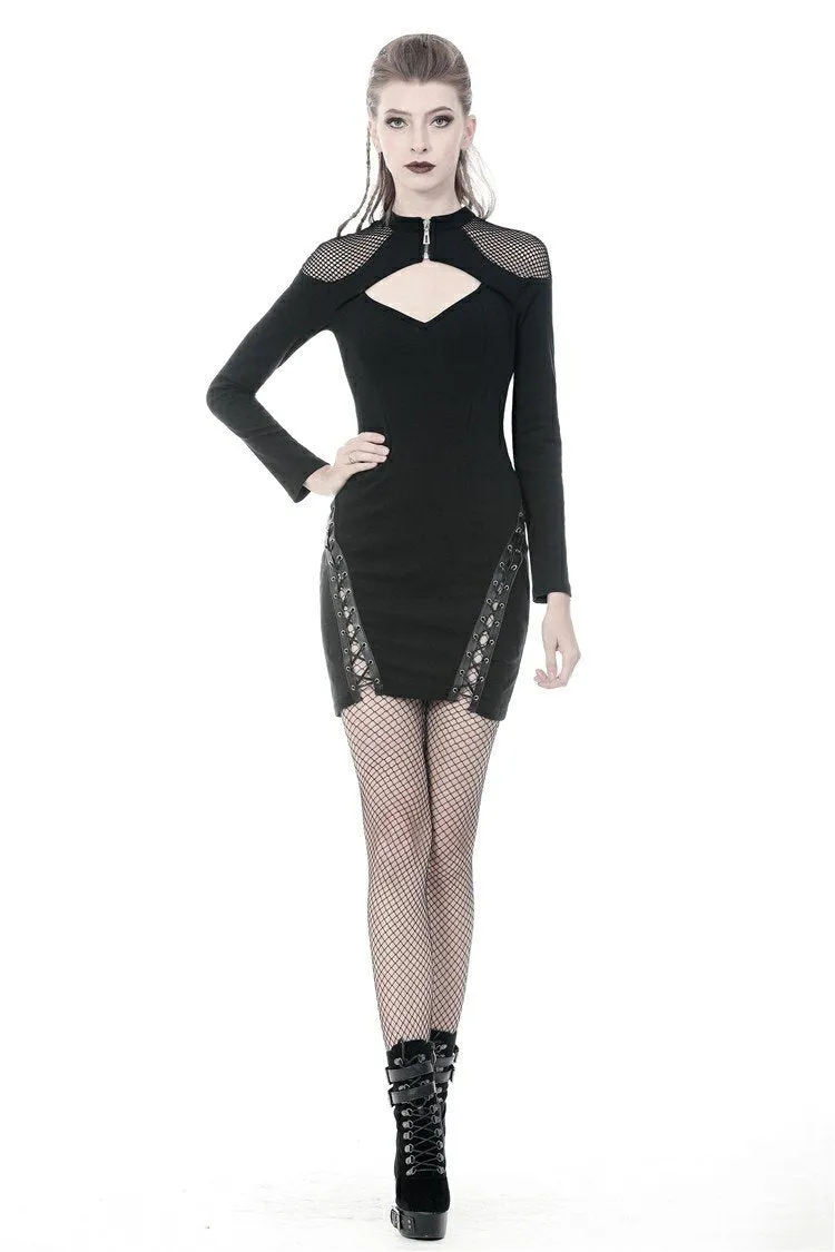 Punk mermaid sexy lace up thigh pencil dress DW353