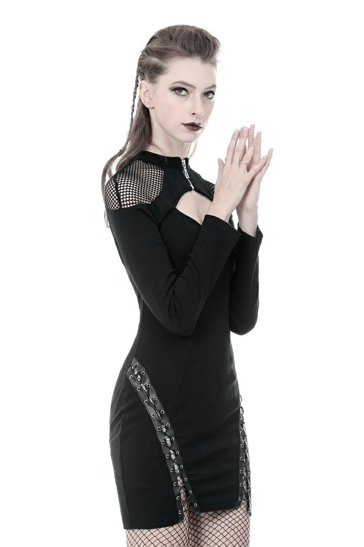 Punk mermaid sexy lace up thigh pencil dress DW353