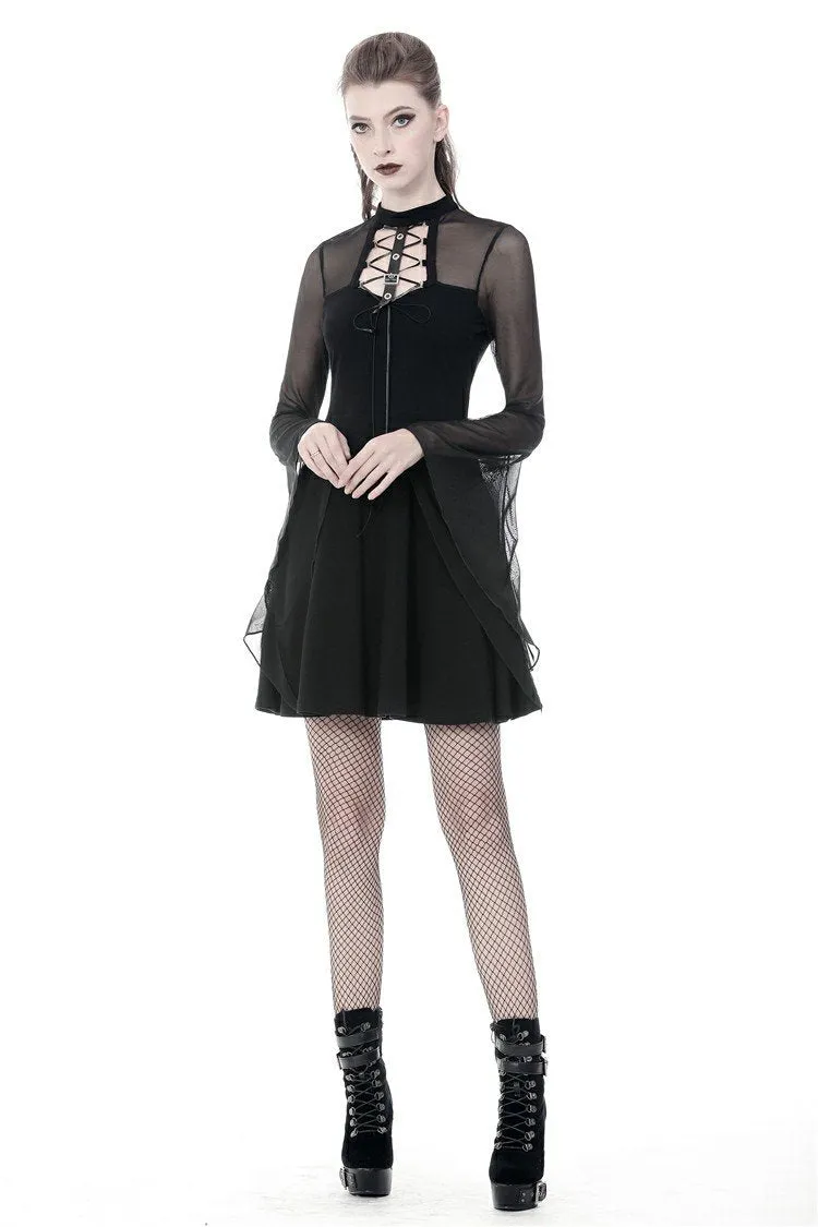 Punk mesh horn long sleeves midi dress  DW354