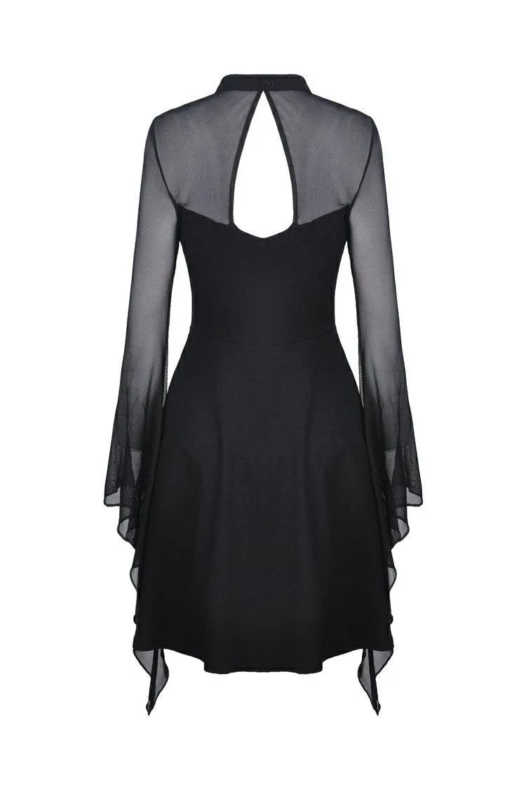 Punk mesh horn long sleeves midi dress  DW354