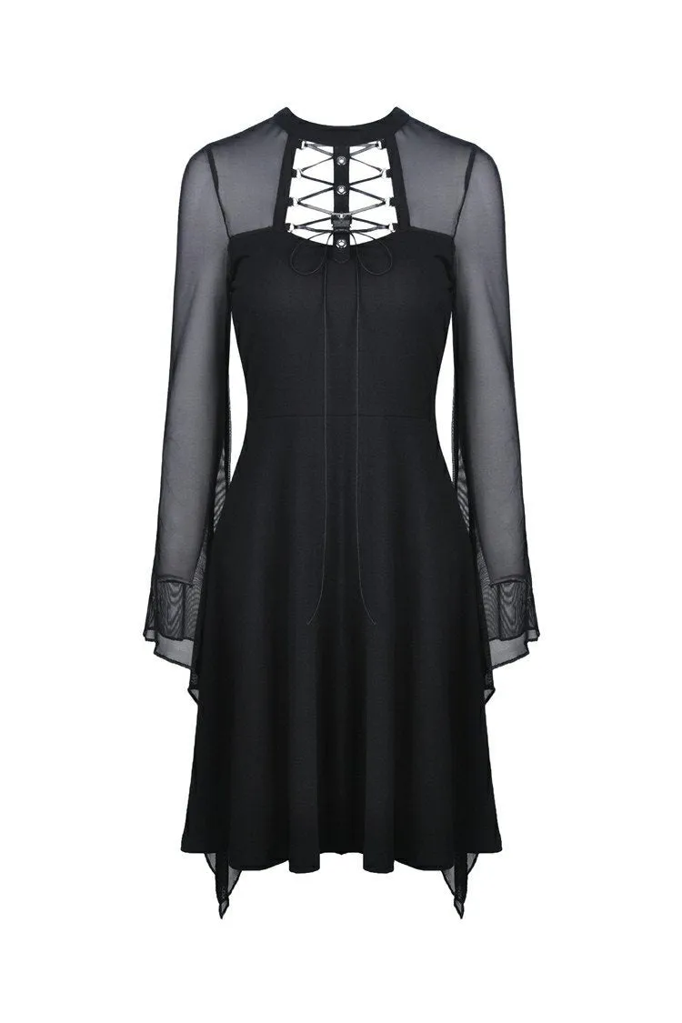 Punk mesh horn long sleeves midi dress  DW354