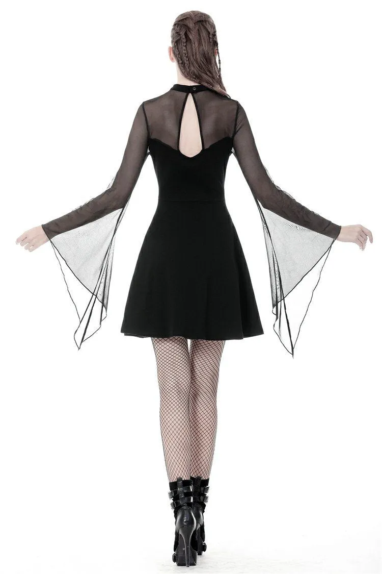 Punk mesh horn long sleeves midi dress  DW354