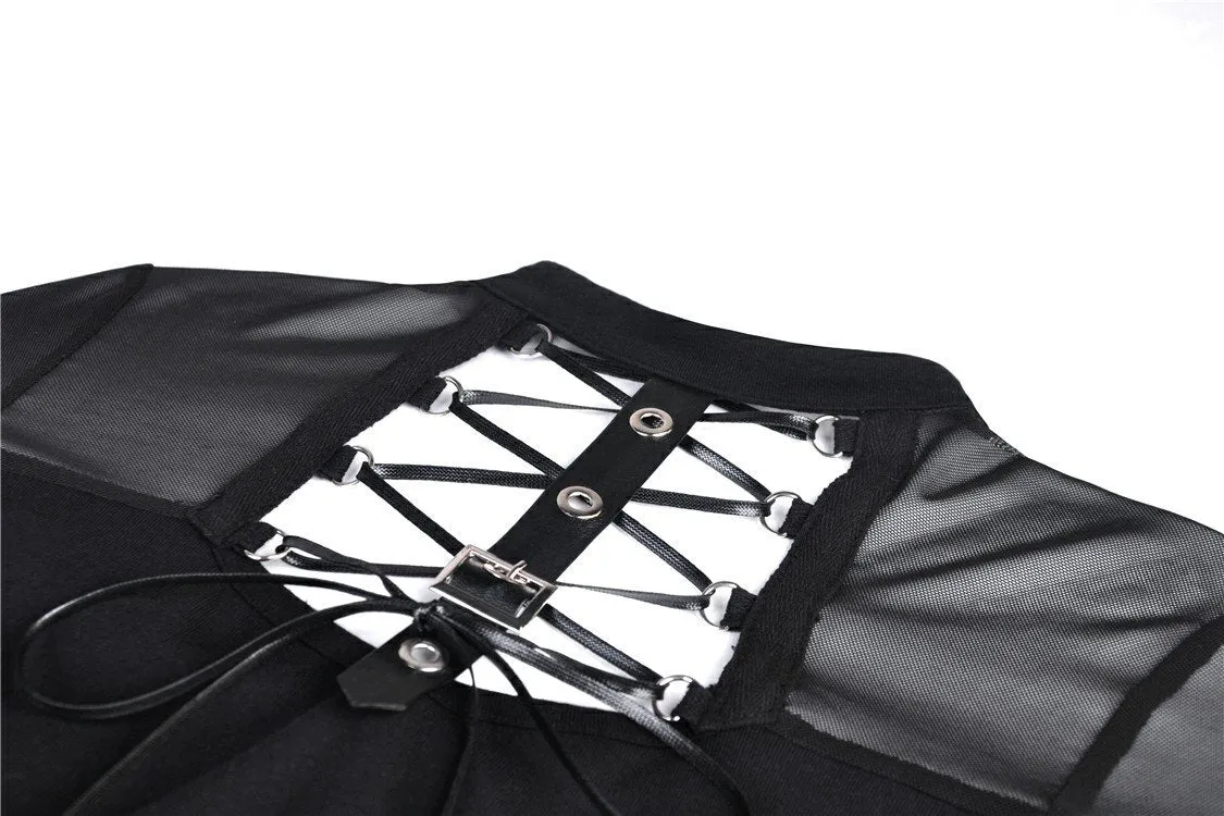 Punk mesh horn long sleeves midi dress  DW354