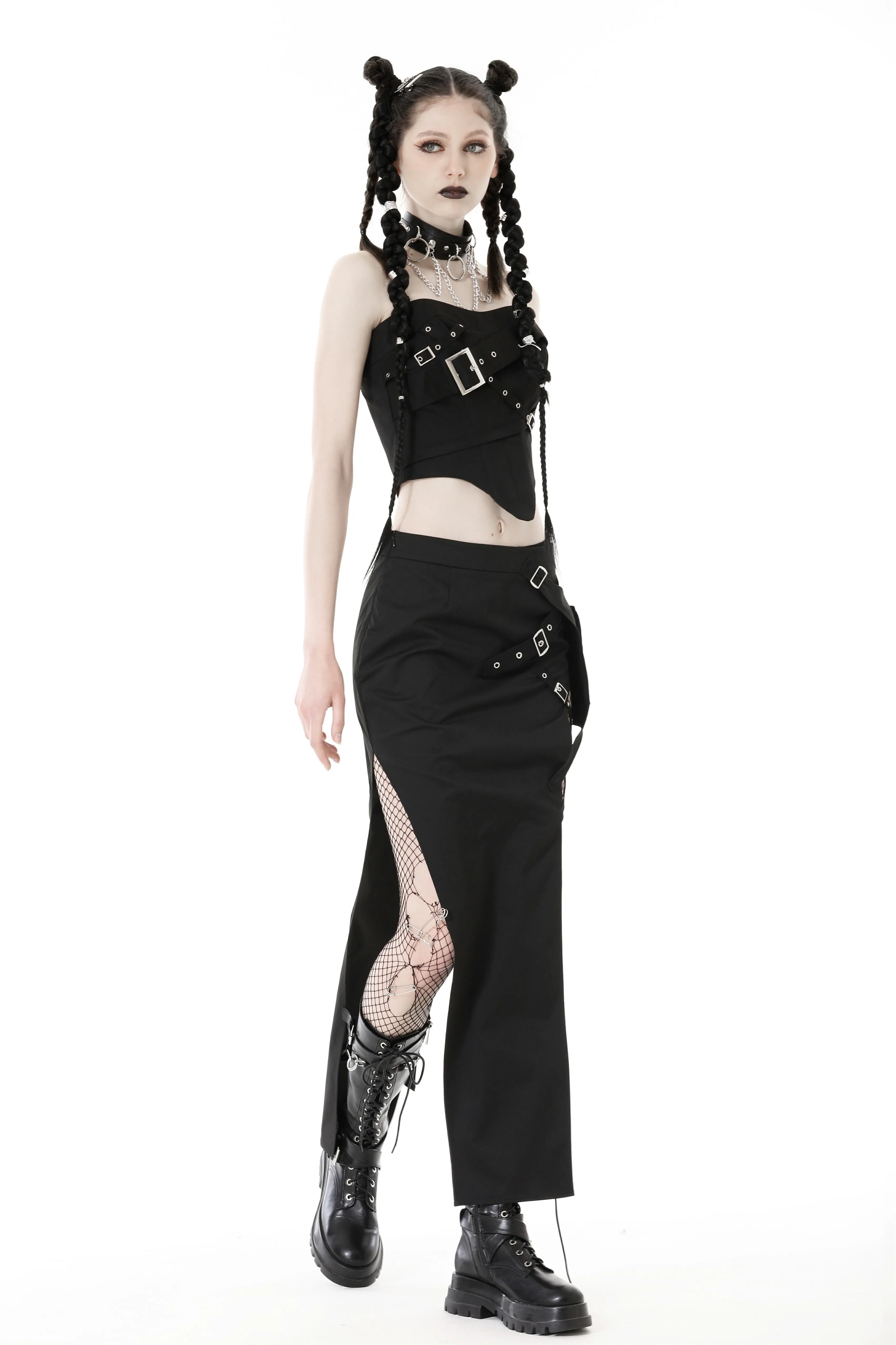 Punk metal crop corset CW053
